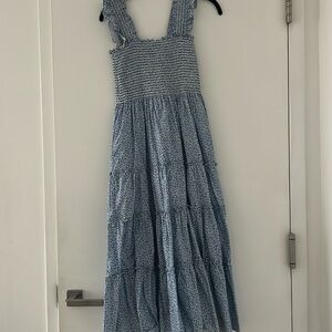 O.P.T. Nap dress Calypso dress blue with white flowers smocked top size XS